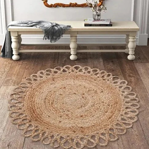 Handmade Jute Braided Round Rug 24 inches