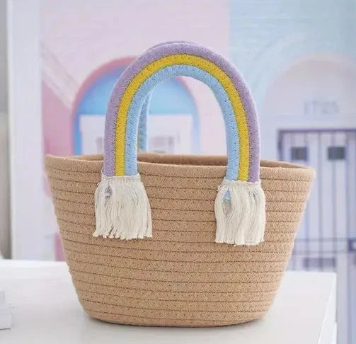 Handmade Rainbow Jute Handbag For Women