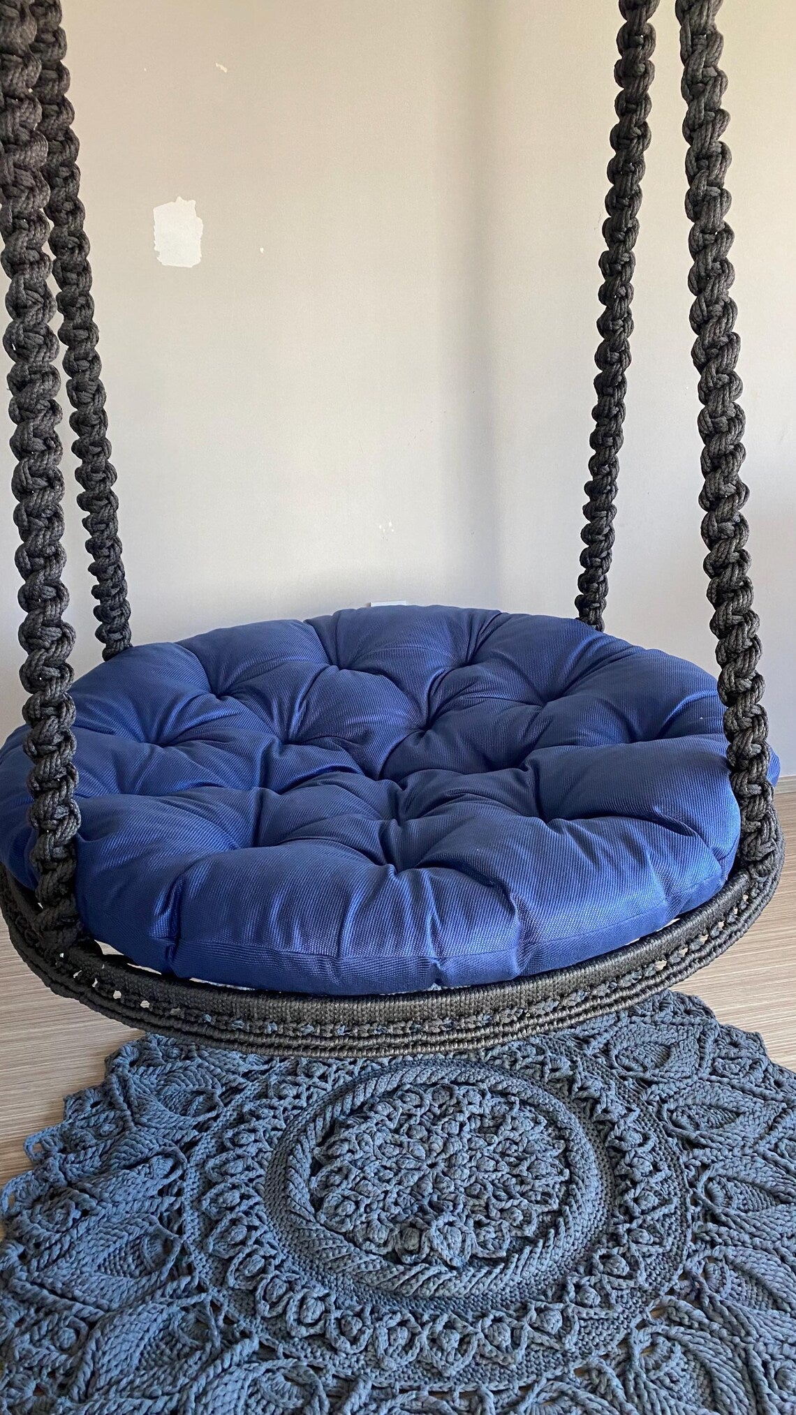 Round Macrame Swing Chair With Mattress For Adults