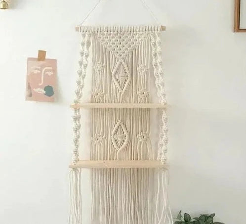 Two Tier Macrame Wall Hanging Shelf