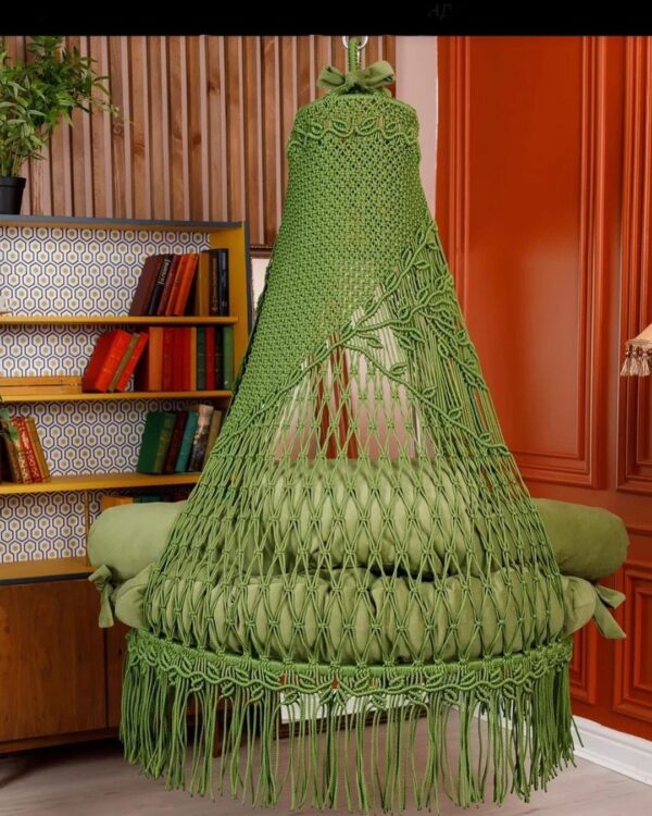 Green Macrame Hammock Chair Swing