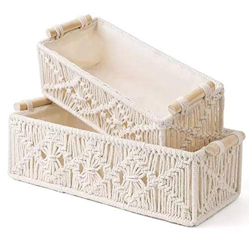 Macrame Storage Basket Tray Set of 2