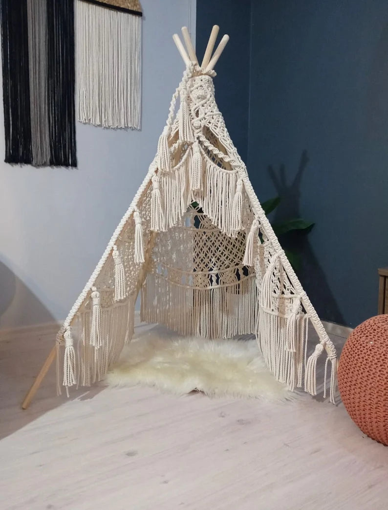 Portable Macrame Teepee Tent For Terrace Party