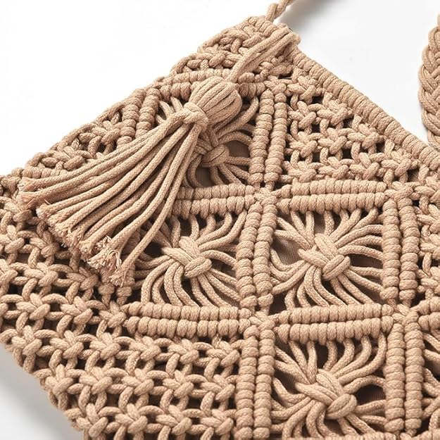 Brown Macrame Sling Bag For Women