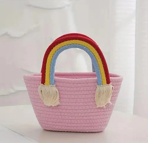 Handmade Rainbow Jute Handbag For Women