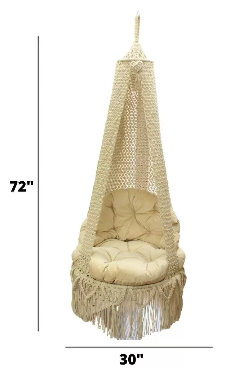 Macrame Hammock Chair Swing 72 x 30 inches