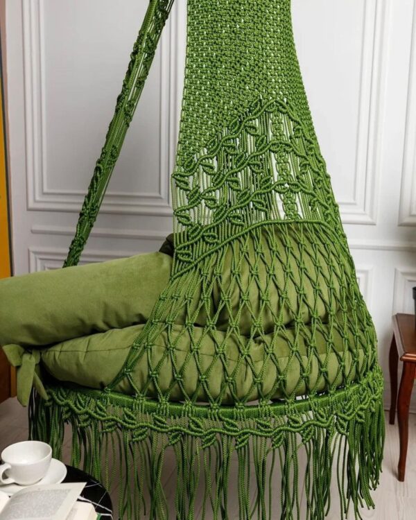 Green Macrame Hammock Chair Swing