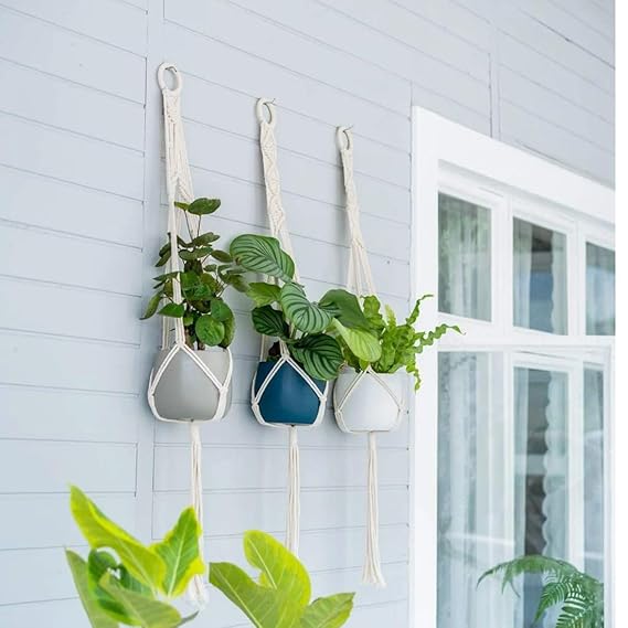 Macrame Hanging Planter Set Of 3 For Terrace