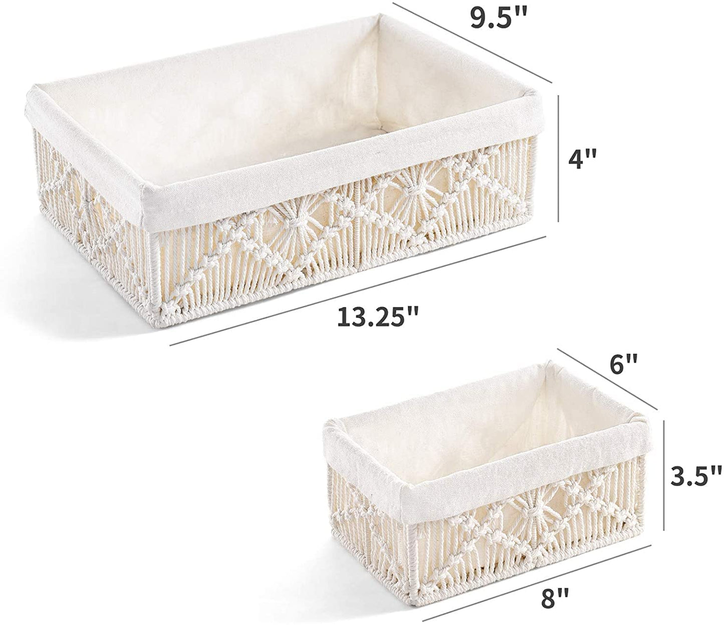 Macrame Storage Basket Tray Set of 3