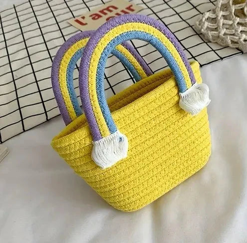 Handmade Rainbow Jute Handbag For Women