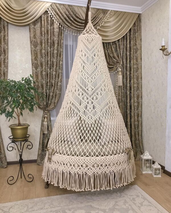 White Macrame Hammock Hanging Swing For Home