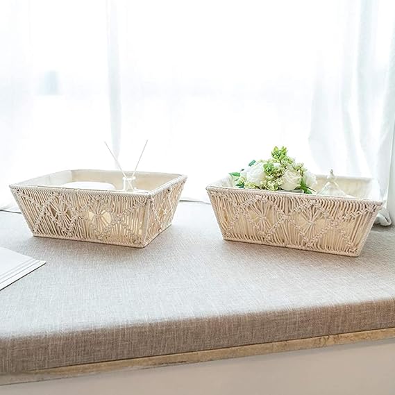 Macrame Storage Basket Organizer Set Of 2