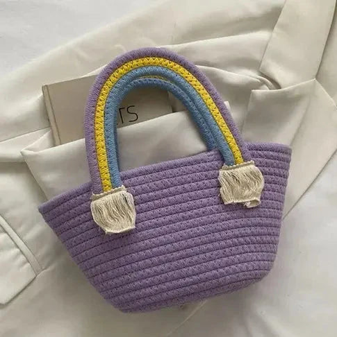 Handmade Rainbow Jute Handbag For Women