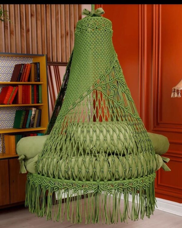 Green Macrame Hammock Chair Swing