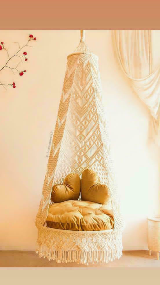 Macrame Swing For Adults In White 30 inches