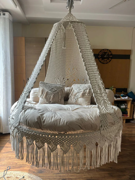 White Deluxe Couple Bed Swing