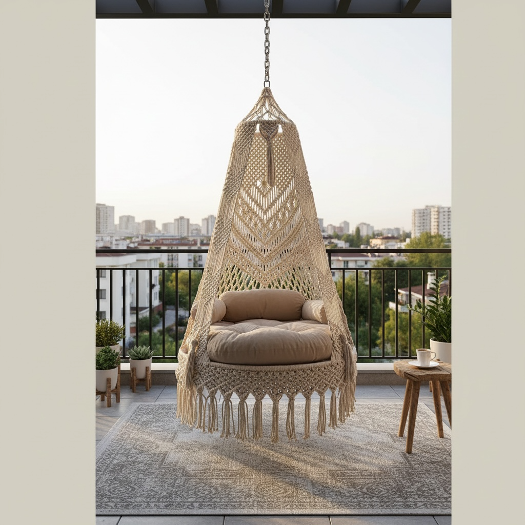 Beautiful Macrame Swing Hammock Chair With Mattress