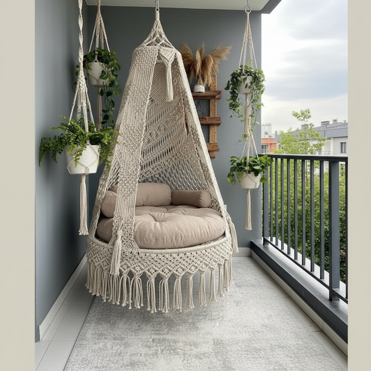 Beautiful Macrame Swing Hammock Chair With Mattress