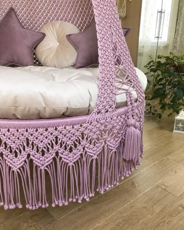 Pink Macrame Swing Hammock Chair