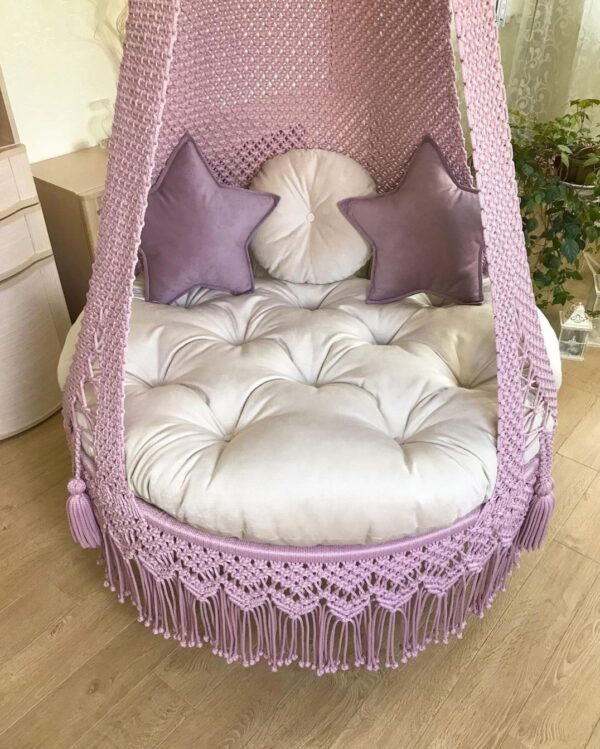 Pink Macrame Swing Hammock Chair