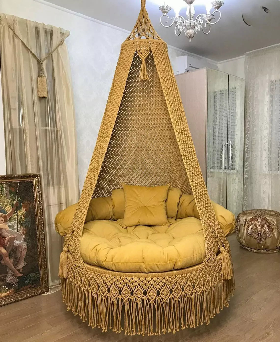 Indoor/Outdoor Macrame Swing Hammock Chair