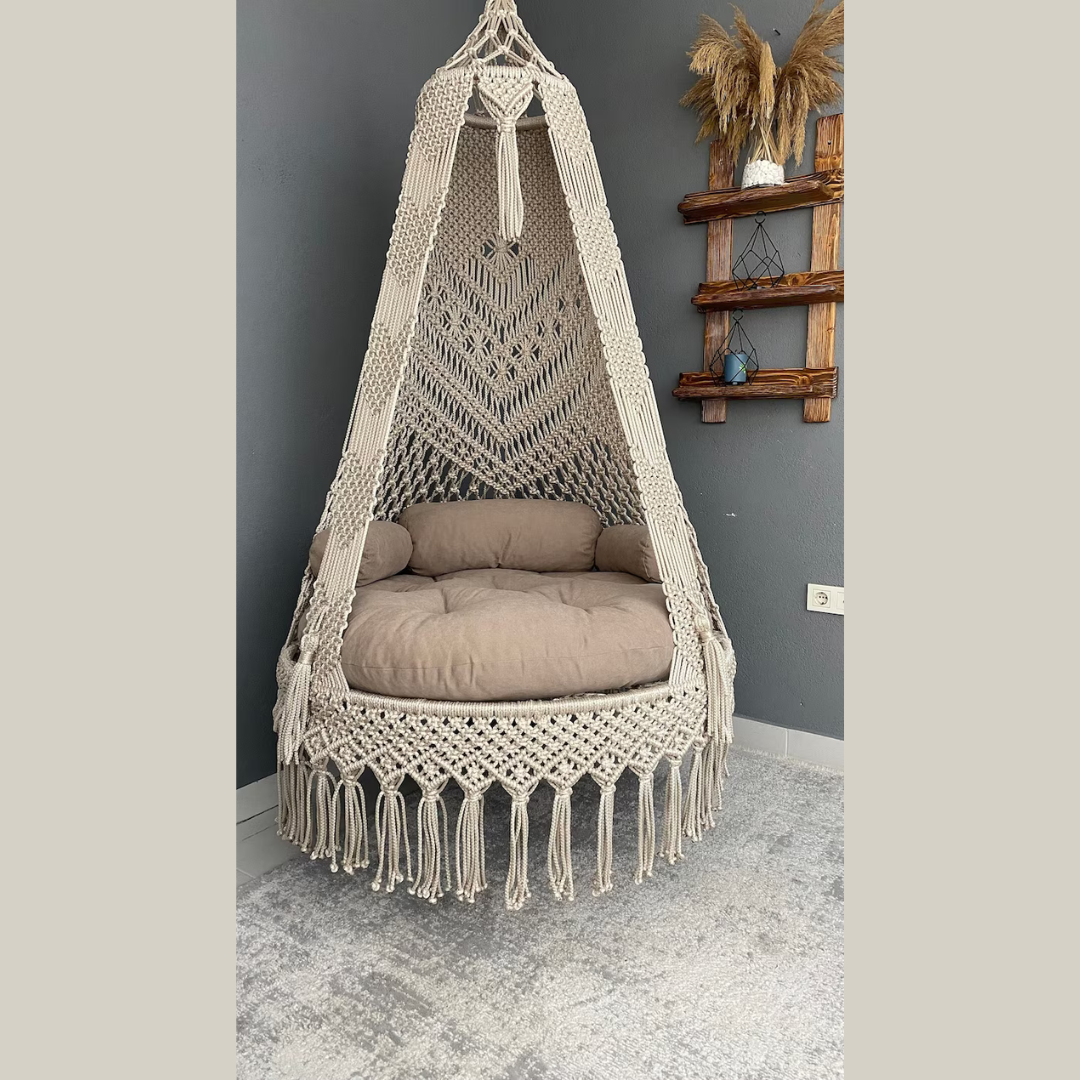 Beautiful Macrame Swing Hammock Chair With Mattress