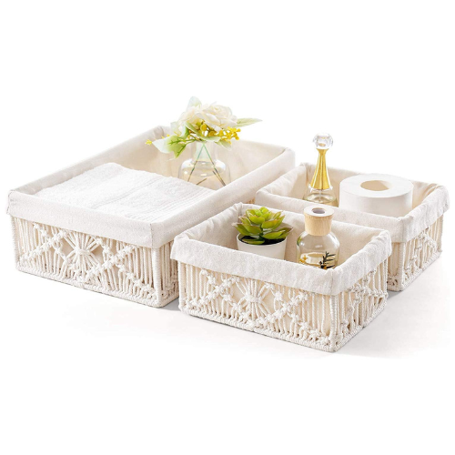 Macrame Storage Basket Tray Set of 3