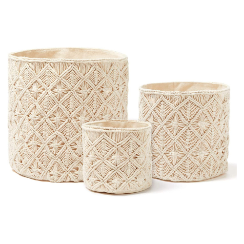 Macrame Round Storage Basket Organizer Set Of 3