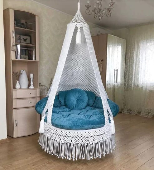 Macrame Swing Hammock Chair With Mattress