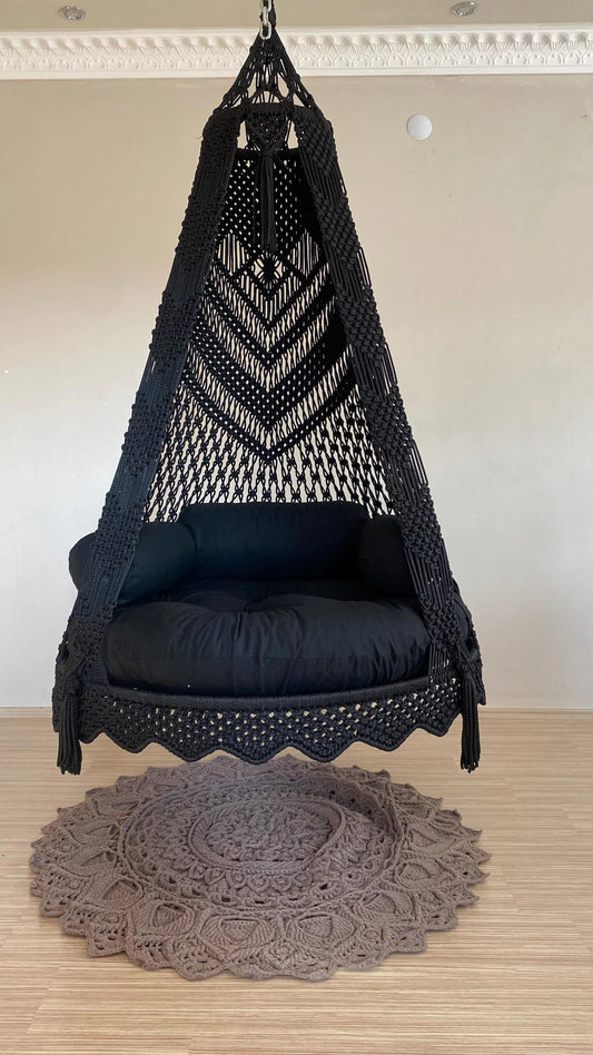 Black Macrame Swing For Adults 40 inches