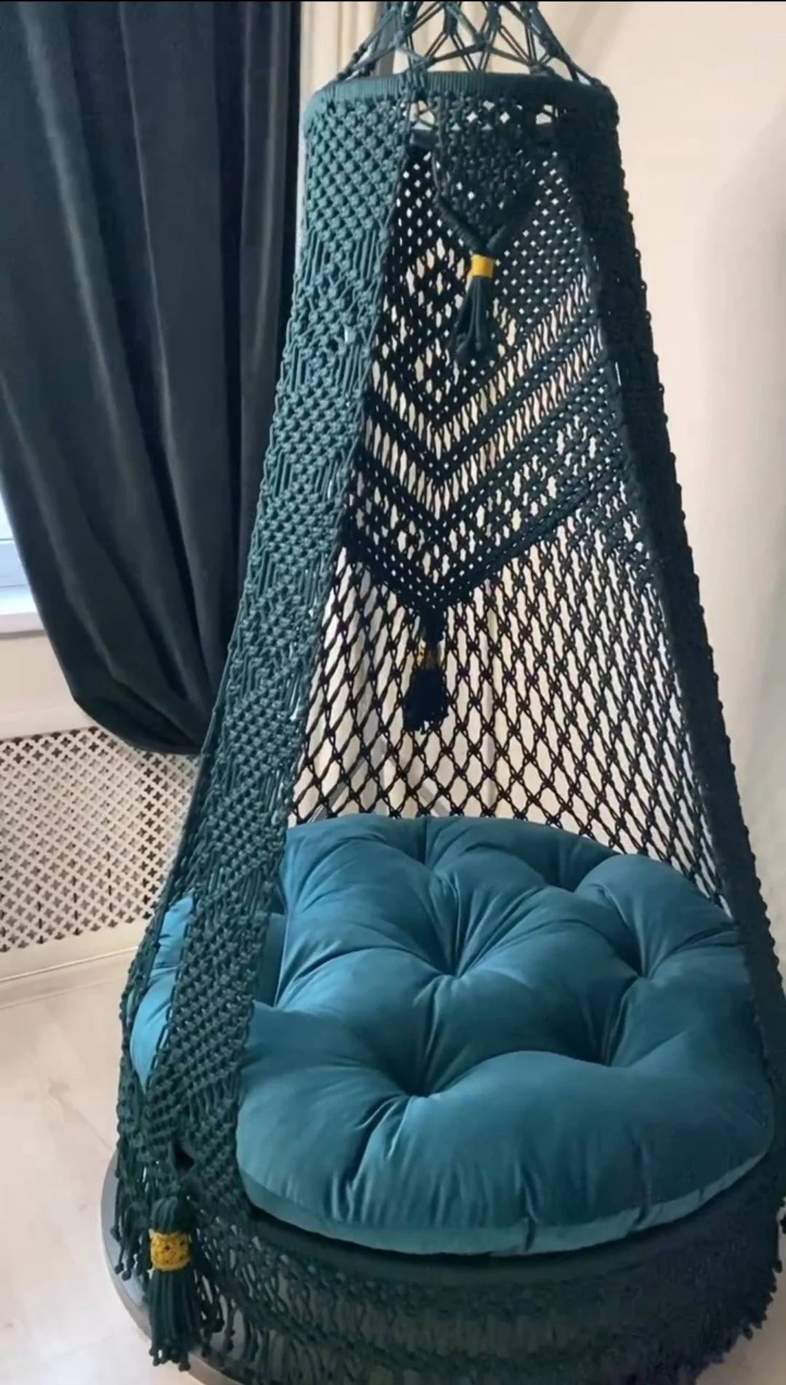 Dark Blue Macrame Swing For Adults 40 inches - Leechoo