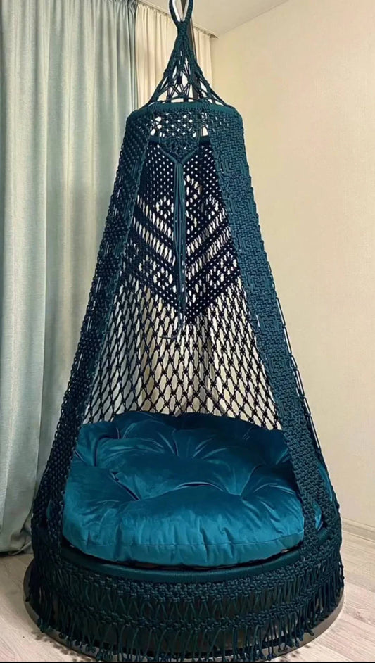 Dark Blue Macrame Swing For Adults 40 inches