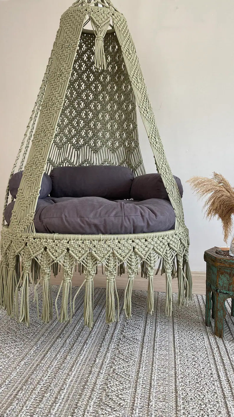 Outdoor Macrame Hammock Chair Swing For Adults