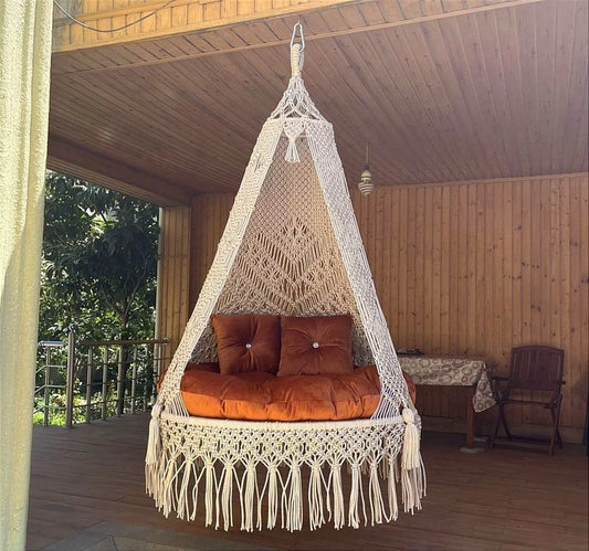 Macrame Swing For Adults In White 40 inches