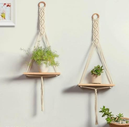 Macrame Shelf for Hanging Plants and Wall Decor set of 2