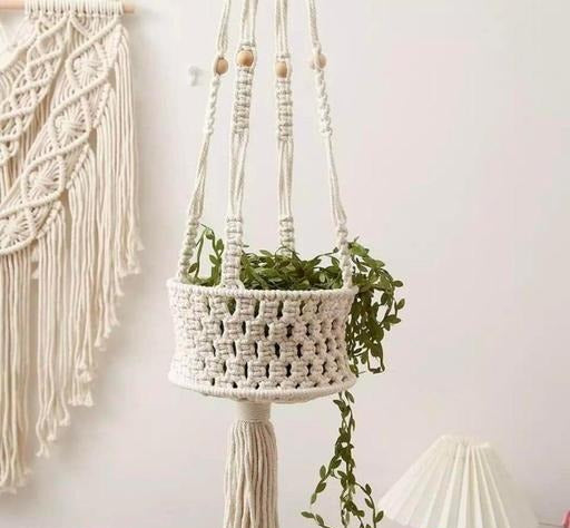 Handmade Macrame Hanging Planter Basket Balcony Garden Accessories