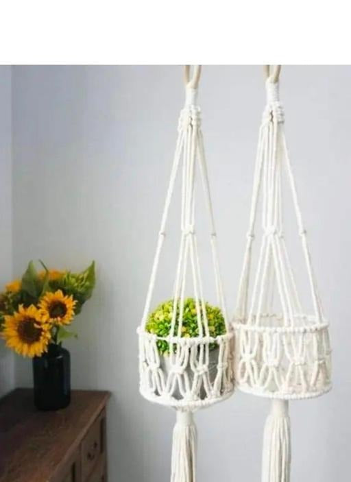 Macrame Plant Hanger Set of 2 Handmade Hanging Planter Holder Garden Balcony Decor