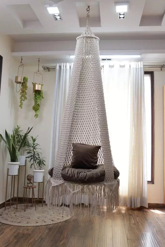 White Macrame Hammock Chair Swing 72 x 30 inches