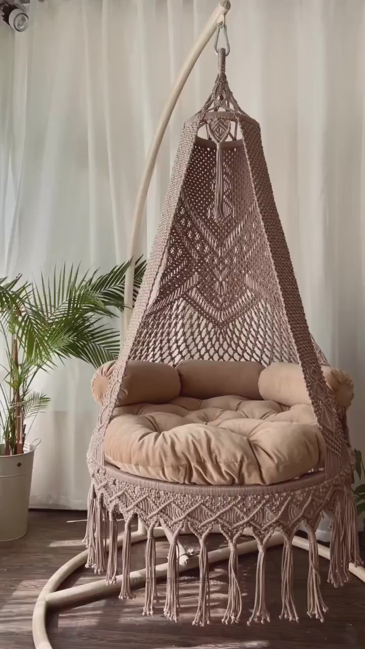 Baby Pink Macrame Swing For Adults 35 inches