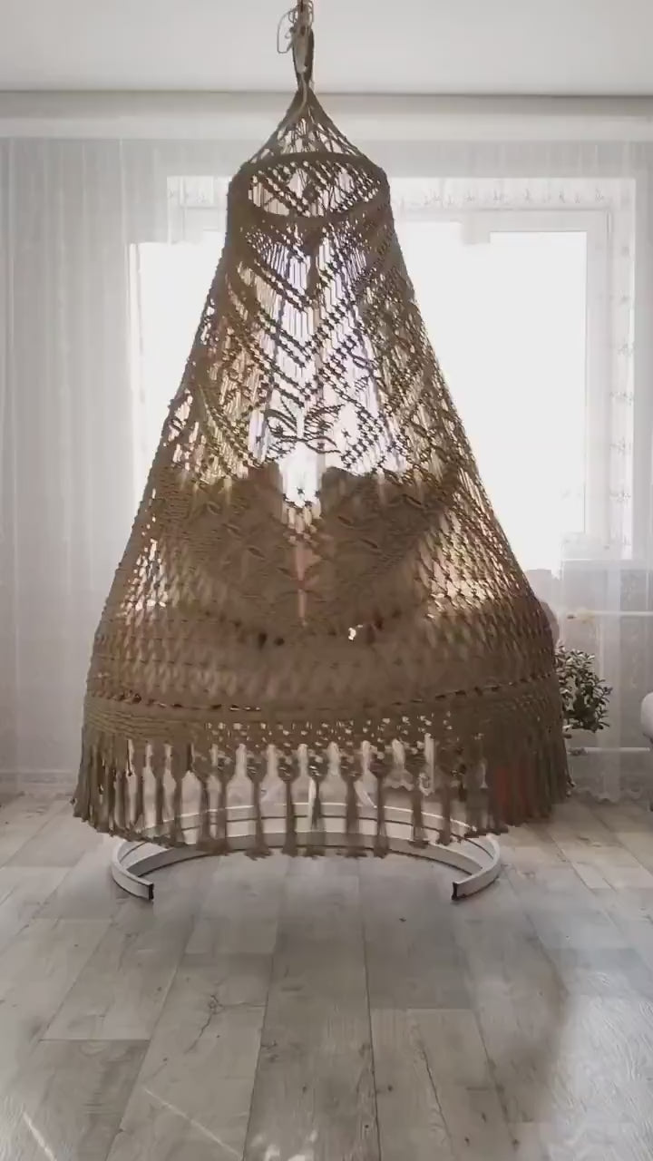 Brown Double Seater Macrame Swing 50 inches