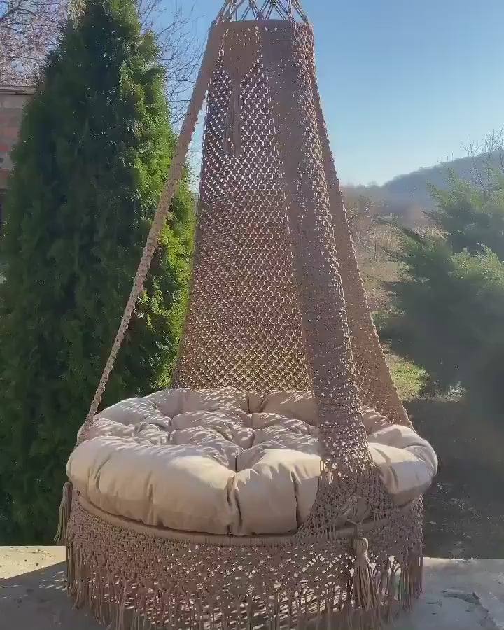 Brown Macrame Swing For Adults 40 inches